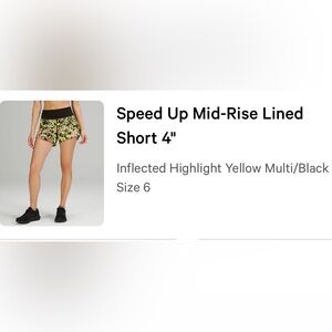 lululemon athletica Speed Up Mid-Rise Lined Shorts - Yellow Multi/Black